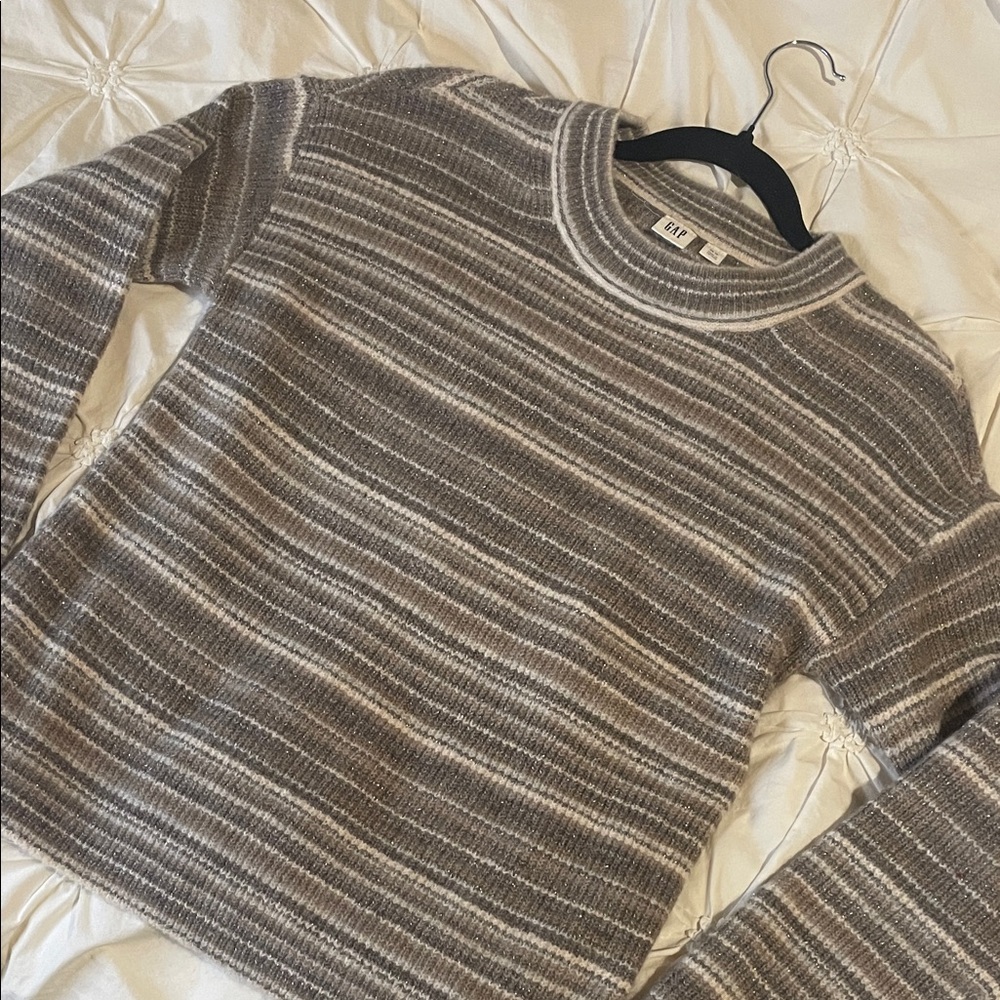 Soft GAP Grey and Cream Knit Sweater with sparkly detail throughout